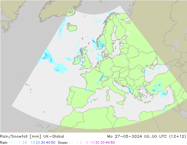 Rain/Snowfall UK-Global lun 27.05.2024 00 UTC