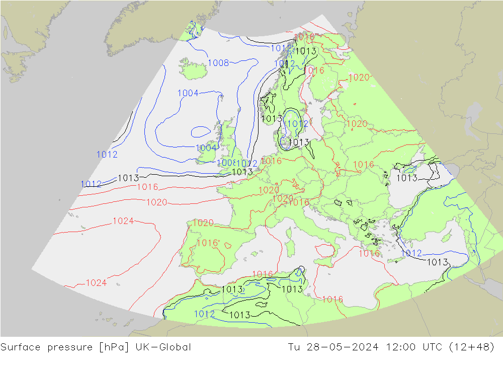 Luchtdruk (Grond) UK-Global di 28.05.2024 12 UTC