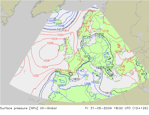 地面气压 UK-Global 星期五 31.05.2024 18 UTC