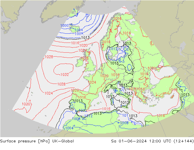 pression de l'air UK-Global sam 01.06.2024 12 UTC