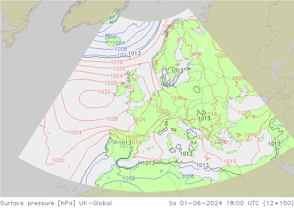 pression de l'air UK-Global sam 01.06.2024 18 UTC