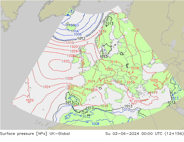 Atmosférický tlak UK-Global Ne 02.06.2024 00 UTC