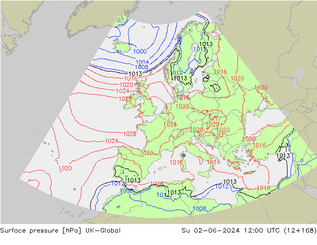 pression de l'air UK-Global dim 02.06.2024 12 UTC