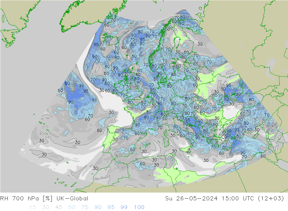 RH 700 hPa UK-Global  26.05.2024 15 UTC