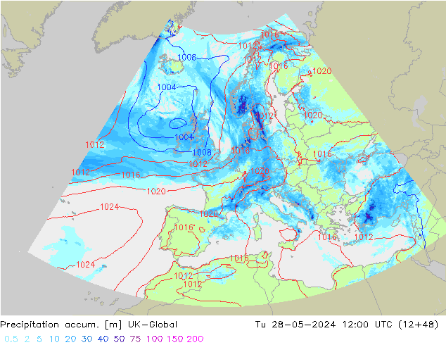 Precipitation accum. UK-Global Ter 28.05.2024 12 UTC