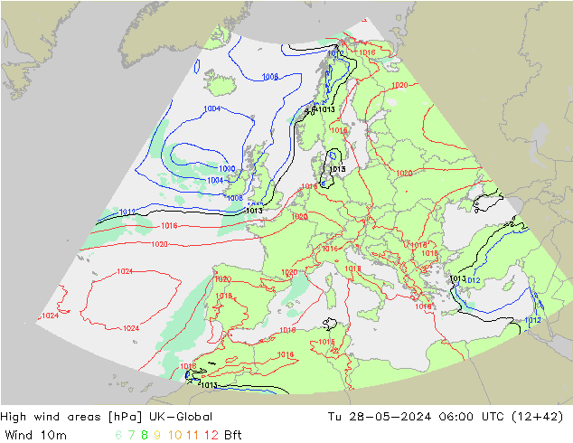 High wind areas UK-Global вт 28.05.2024 06 UTC