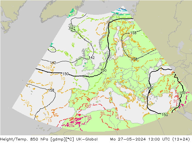 Géop./Temp. 850 hPa UK-Global lun 27.05.2024 12 UTC