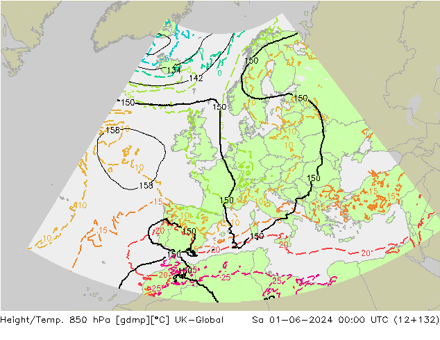 Height/Temp. 850 hPa UK-Global Sa 01.06.2024 00 UTC