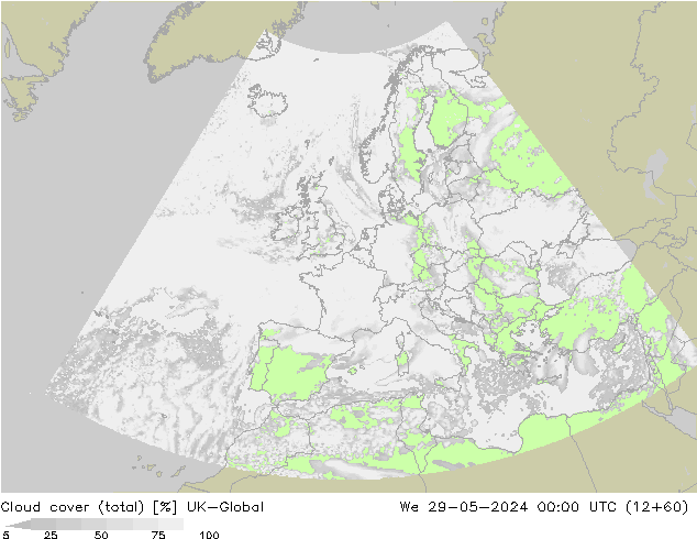 Nubes (total) UK-Global mié 29.05.2024 00 UTC