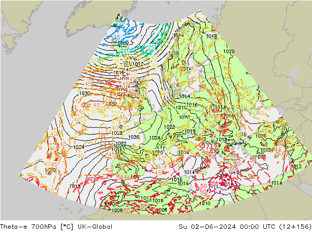 Theta-e 700hPa UK-Global  02.06.2024 00 UTC