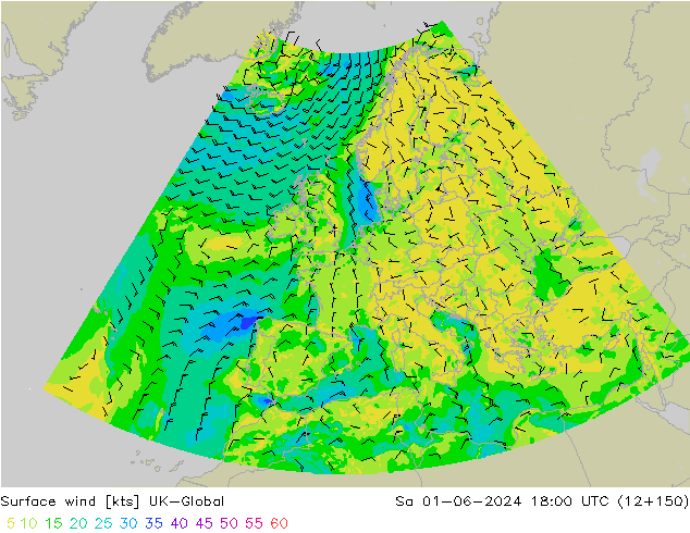 ветер 10 m UK-Global сб 01.06.2024 18 UTC