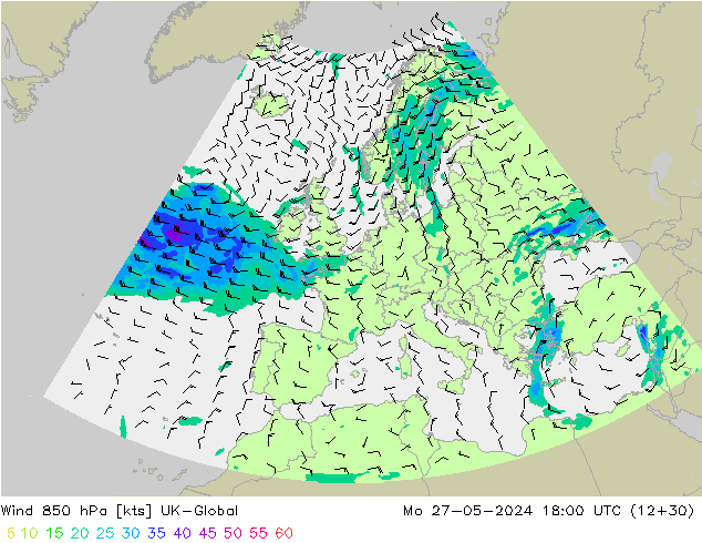 Wind 850 hPa UK-Global ma 27.05.2024 18 UTC