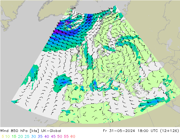 ветер 850 гПа UK-Global пт 31.05.2024 18 UTC