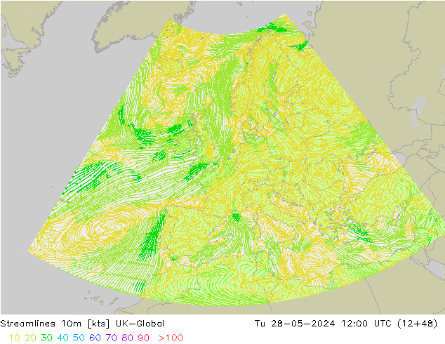 Stromlinien 10m UK-Global Di 28.05.2024 12 UTC