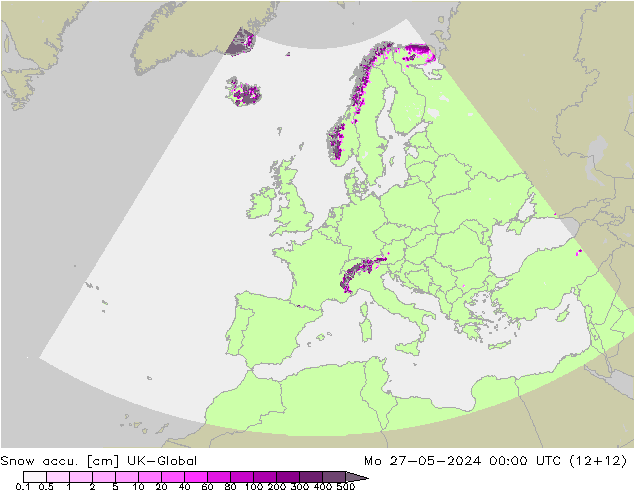 Snow accu. UK-Global Seg 27.05.2024 00 UTC