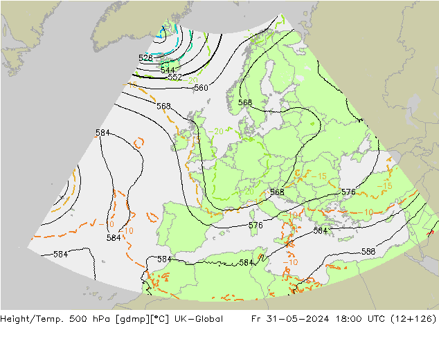 Yükseklik/Sıc. 500 hPa UK-Global Cu 31.05.2024 18 UTC