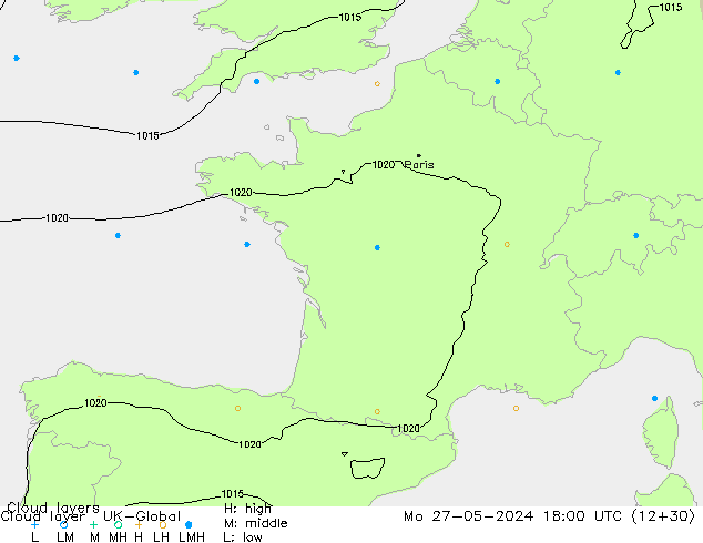 Cloud layer UK-Global Po 27.05.2024 18 UTC