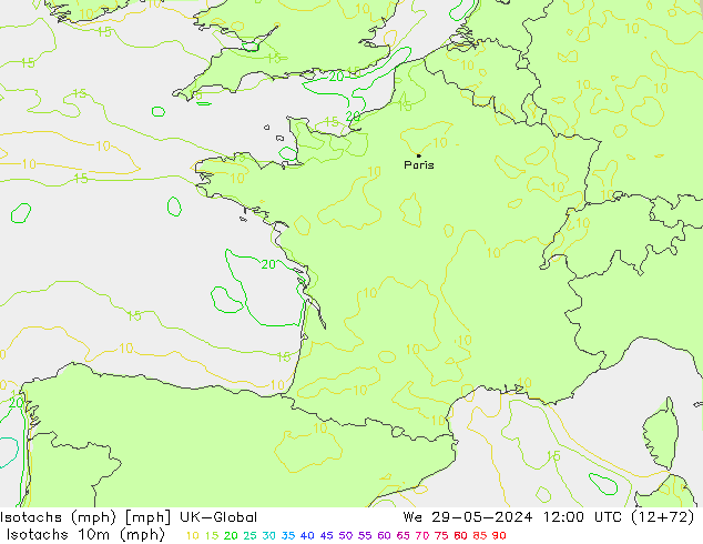 Isotachs (mph) UK-Global St 29.05.2024 12 UTC