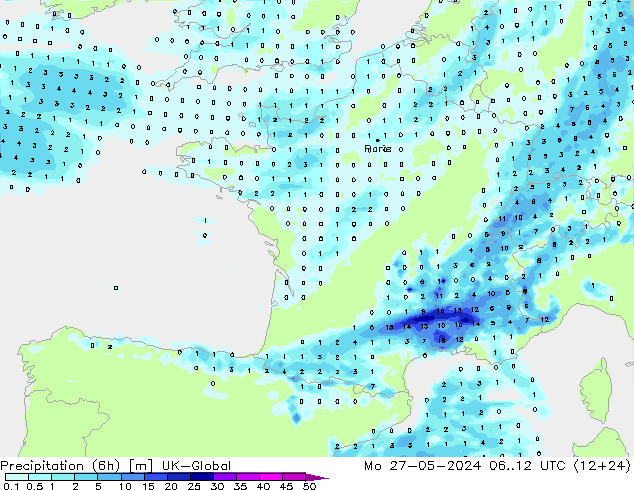 Nied. akkumuliert (6Std) UK-Global Mo 27.05.2024 12 UTC