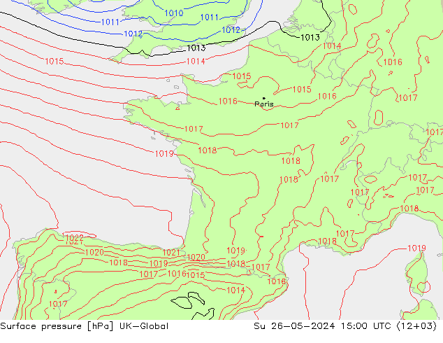 pression de l'air UK-Global dim 26.05.2024 15 UTC