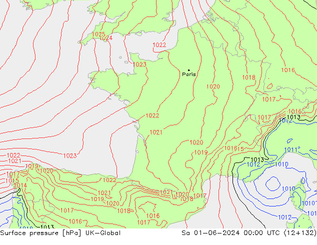 Presión superficial UK-Global sáb 01.06.2024 00 UTC