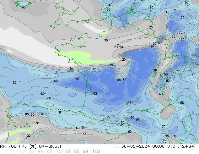 RV 700 hPa UK-Global do 30.05.2024 00 UTC