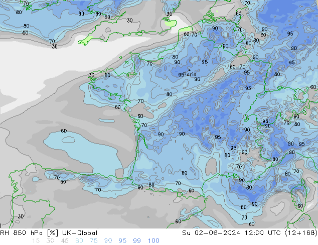 RH 850 hPa UK-Global nie. 02.06.2024 12 UTC
