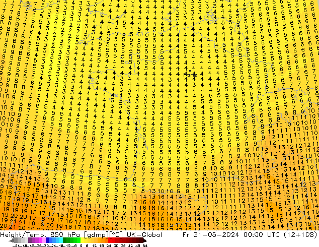 Height/Temp. 850 гПа UK-Global пт 31.05.2024 00 UTC