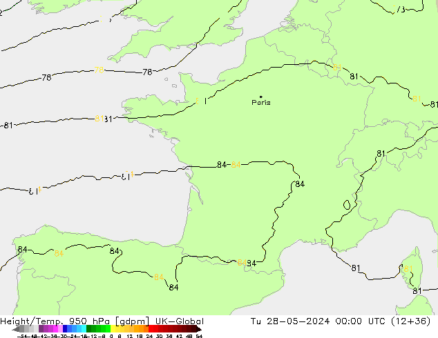 Hoogte/Temp. 950 hPa UK-Global di 28.05.2024 00 UTC