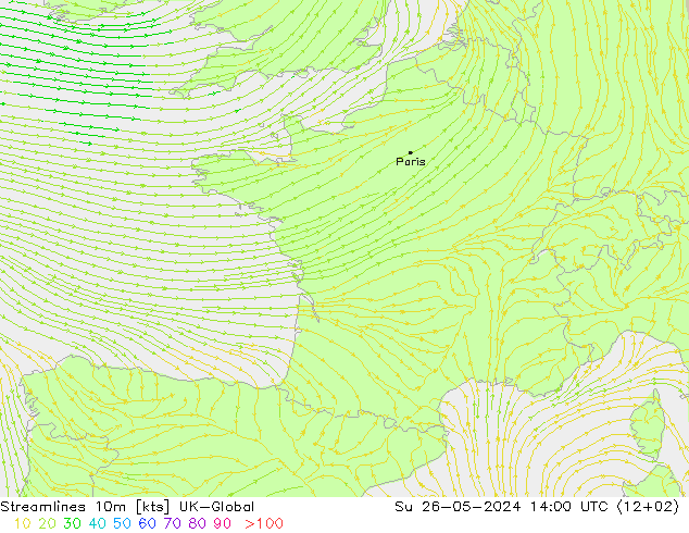 Stromlinien 10m UK-Global So 26.05.2024 14 UTC