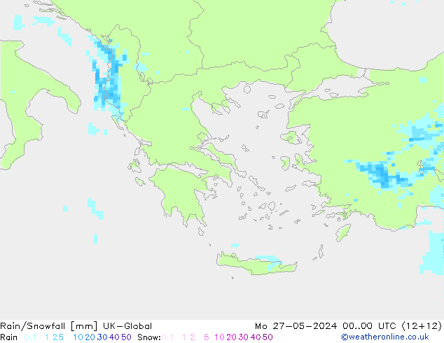 Rain/Snowfall UK-Global Mo 27.05.2024 00 UTC