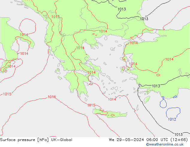 Surface pressure UK-Global We 29.05.2024 06 UTC