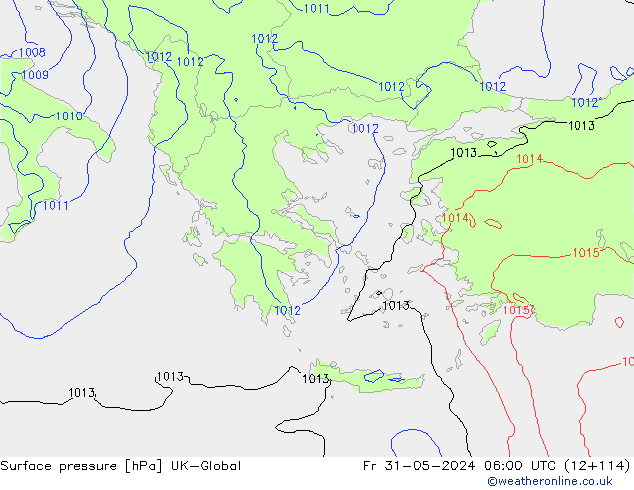 Luchtdruk (Grond) UK-Global vr 31.05.2024 06 UTC