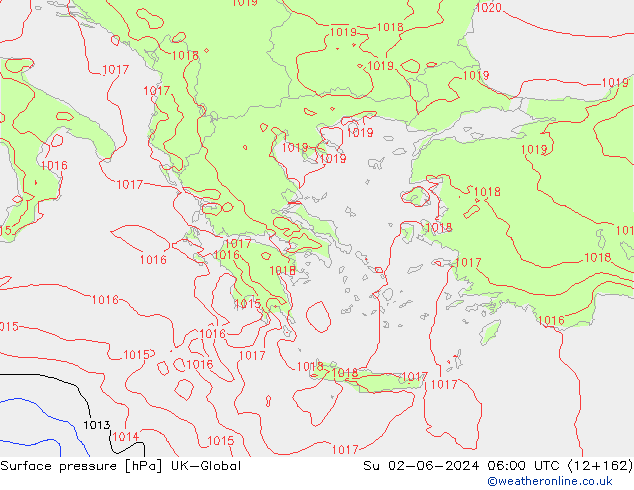 Presión superficial UK-Global dom 02.06.2024 06 UTC