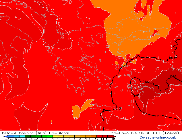 Theta-W 850hPa UK-Global Tu 28.05.2024 00 UTC