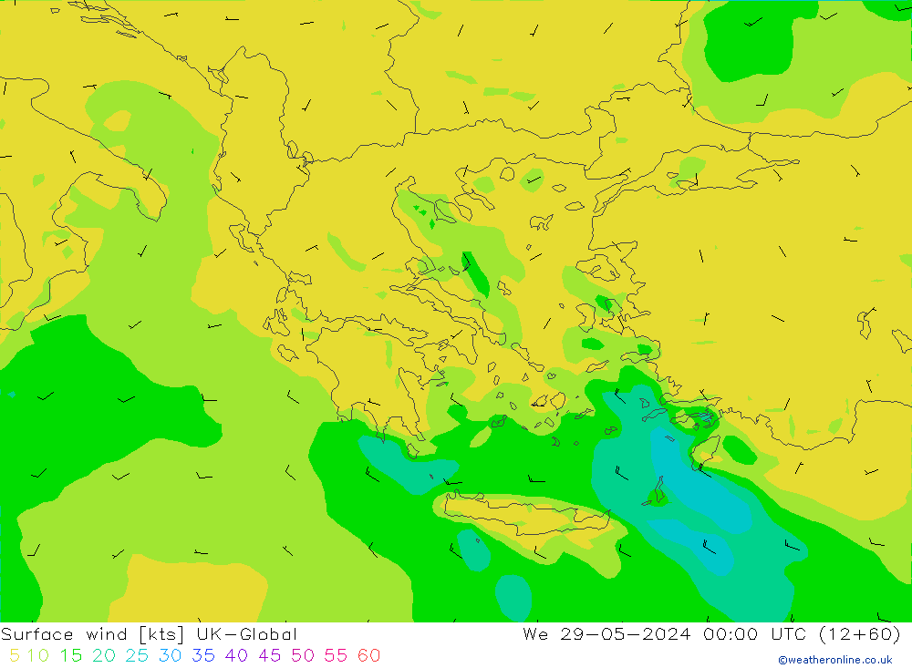 Surface wind UK-Global St 29.05.2024 00 UTC