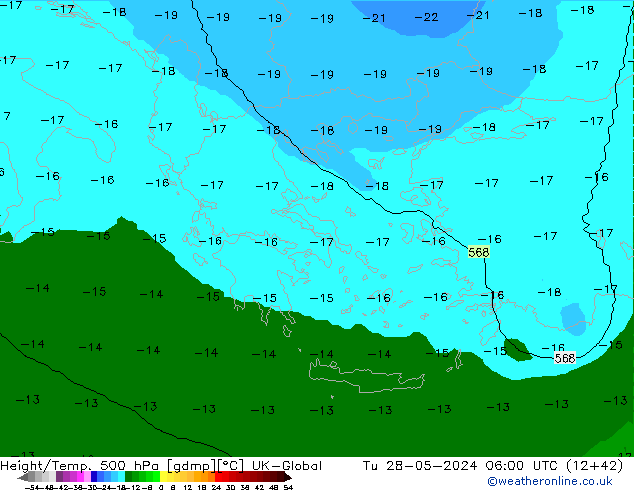 Height/Temp. 500 hPa UK-Global Tu 28.05.2024 06 UTC