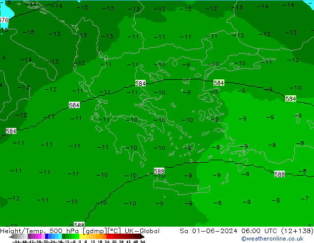 Geop./Temp. 500 hPa UK-Global sáb 01.06.2024 06 UTC