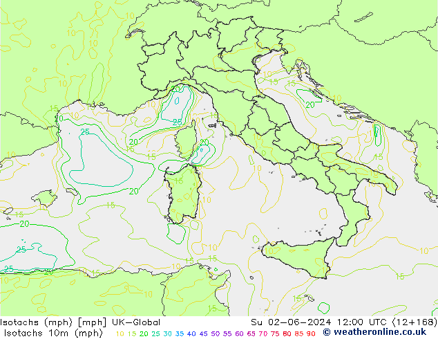 Isotachs (mph) UK-Global Su 02.06.2024 12 UTC