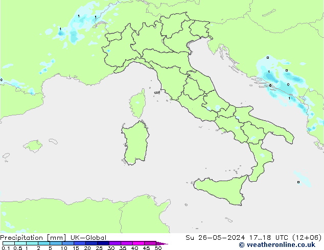 Srážky UK-Global Ne 26.05.2024 18 UTC