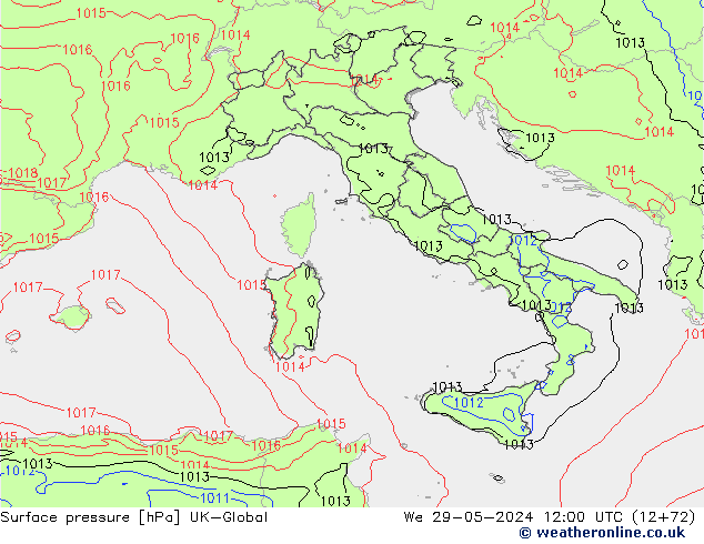 приземное давление UK-Global ср 29.05.2024 12 UTC