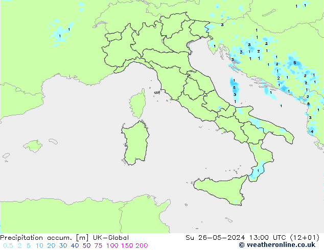 Precipitación acum. UK-Global dom 26.05.2024 13 UTC