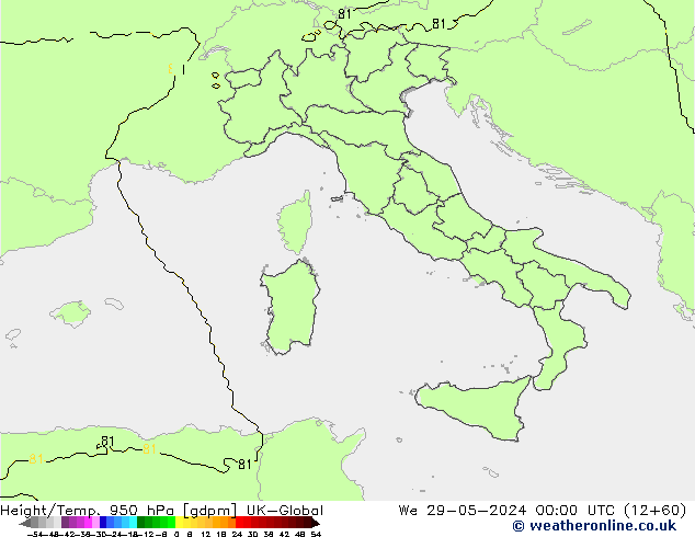 Height/Temp. 950 hPa UK-Global We 29.05.2024 00 UTC
