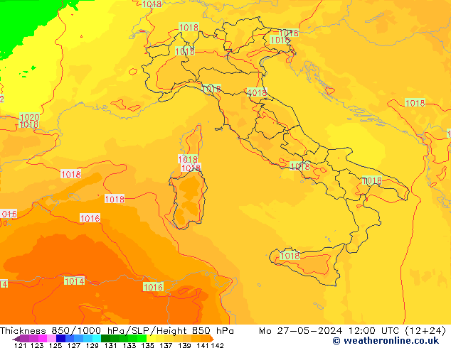 Thck 850-1000 hPa UK-Global Mo 27.05.2024 12 UTC