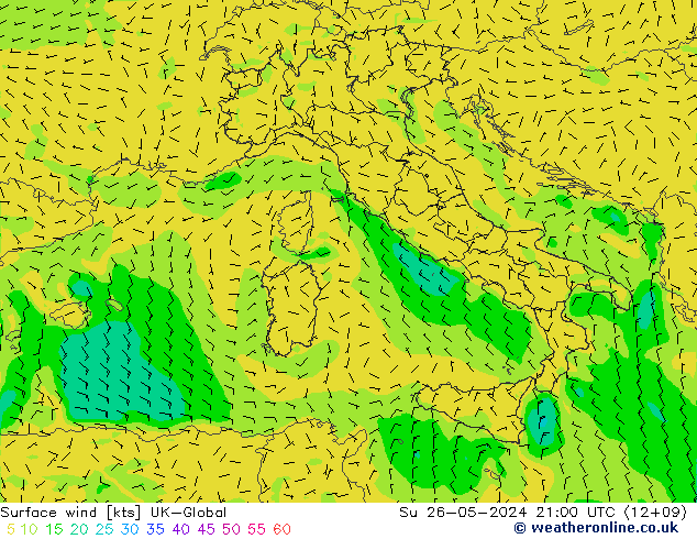 Surface wind UK-Global Ne 26.05.2024 21 UTC