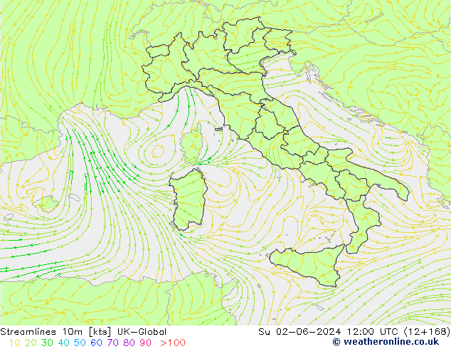 Streamlines 10m UK-Global Su 02.06.2024 12 UTC