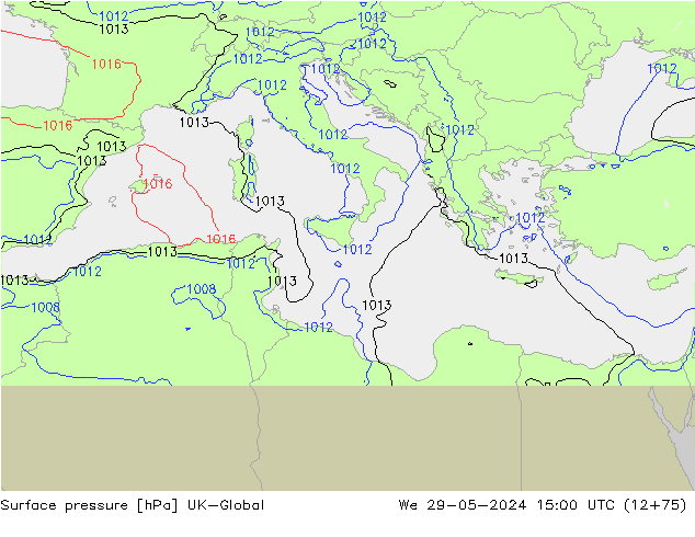 Surface pressure UK-Global We 29.05.2024 15 UTC