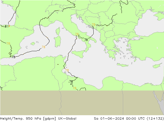 Height/Temp. 950 hPa UK-Global Sa 01.06.2024 00 UTC