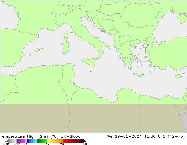 Maksimum Değer (2m) UK-Global Çar 29.05.2024 15 UTC