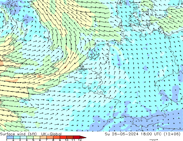 Bodenwind (bft) UK-Global So 26.05.2024 18 UTC